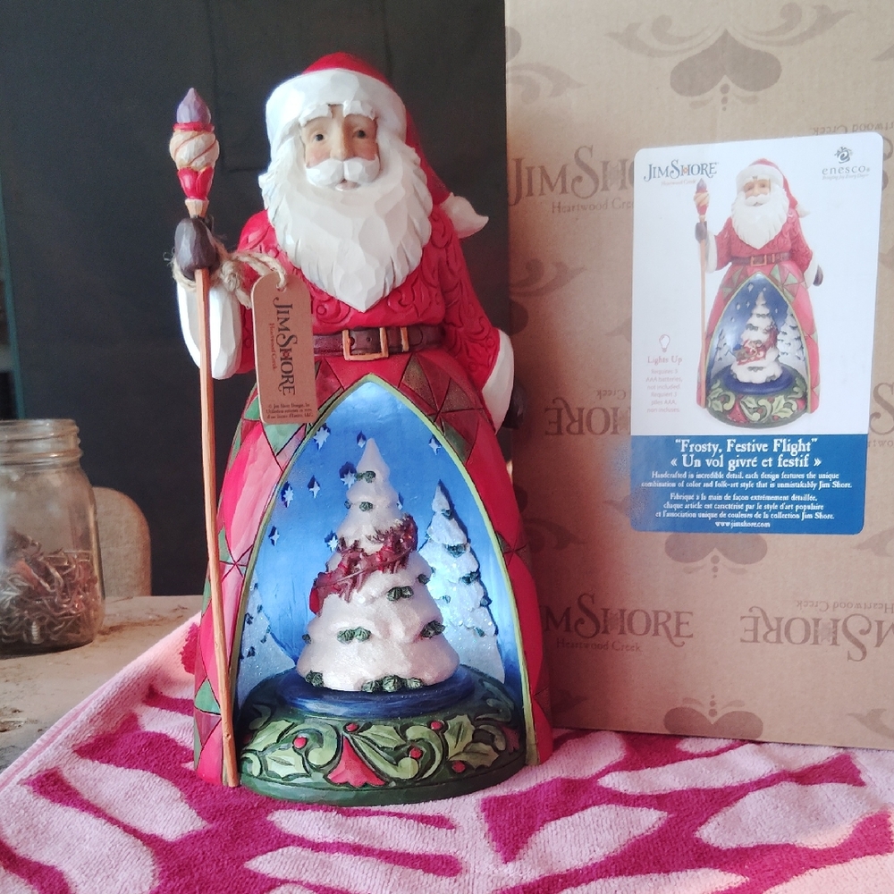 Jim Shore Santa Figurine with Red and Blue Details